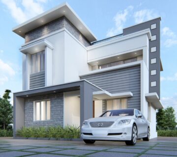 Grey and white combinition independent villas in palakkad
